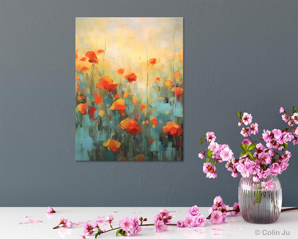Canvas Painting Flower, Original Paintings on Canvas, Abstract Flower Painting, Flower Acrylic Painting, Modern Acrylic Paintings for Bedroom-Art Painting Canvas