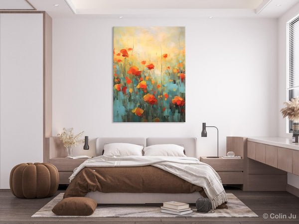 Canvas Painting Flower, Original Paintings on Canvas, Abstract Flower Painting, Flower Acrylic Painting, Modern Acrylic Paintings for Bedroom-Art Painting Canvas