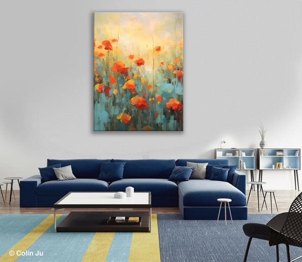 Canvas Painting Flower, Original Paintings on Canvas, Abstract Flower Painting, Flower Acrylic Painting, Modern Acrylic Paintings for Bedroom-Art Painting Canvas