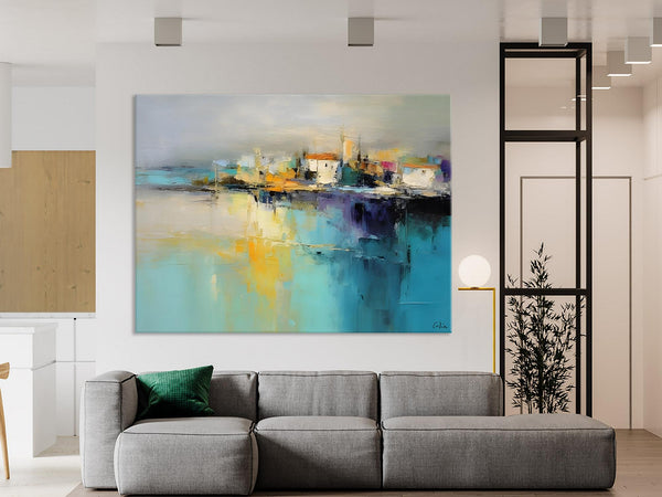 Extra Large Paintings for Bedroom, Abstract Landscape Painting, Landscape Wall Art Paintings, Original Modern Abstract Art-Art Painting Canvas