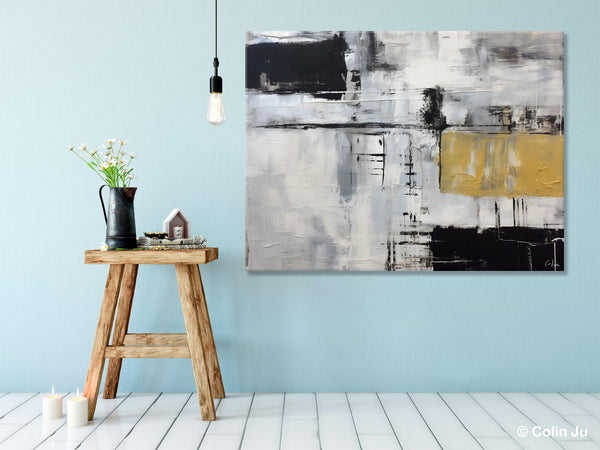 Black Abstract Acrylic Paintings, Large Paintings for Bedroom, Simple Modern Art, Original Canvas Paintings, Contemporary Canvas Paintings-Art Painting Canvas