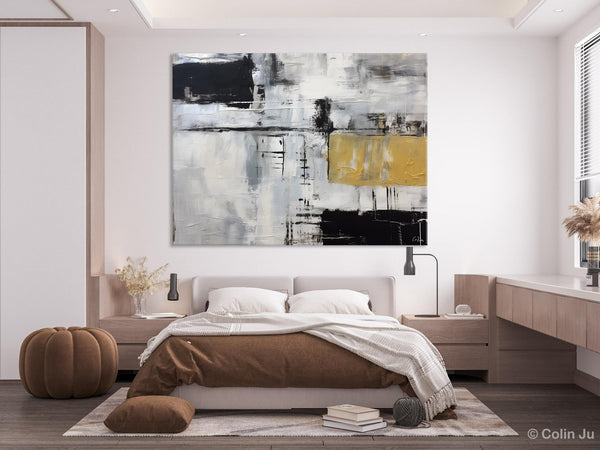 Black Abstract Acrylic Paintings, Large Paintings for Bedroom, Simple Modern Art, Original Canvas Paintings, Contemporary Canvas Paintings-Art Painting Canvas