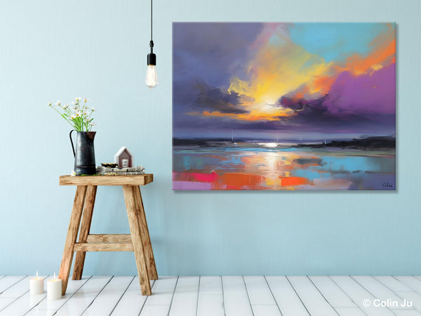 Landscape Painting on Canvas, Hand Painted Canvas Art, Abstract Landscape Artwork, Contemporary Wall Art Paintings, Extra Large Original Art-Art Painting Canvas