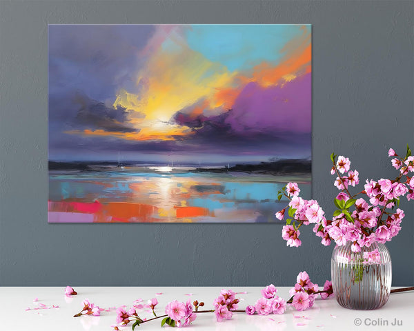 Landscape Painting on Canvas, Hand Painted Canvas Art, Abstract Landscape Artwork, Contemporary Wall Art Paintings, Extra Large Original Art-Art Painting Canvas
