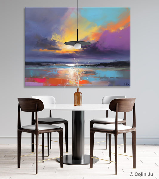Landscape Painting on Canvas, Hand Painted Canvas Art, Abstract Landscape Artwork, Contemporary Wall Art Paintings, Extra Large Original Art-Art Painting Canvas