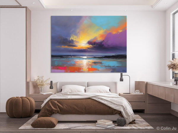 Landscape Painting on Canvas, Hand Painted Canvas Art, Abstract Landscape Artwork, Contemporary Wall Art Paintings, Extra Large Original Art-Art Painting Canvas