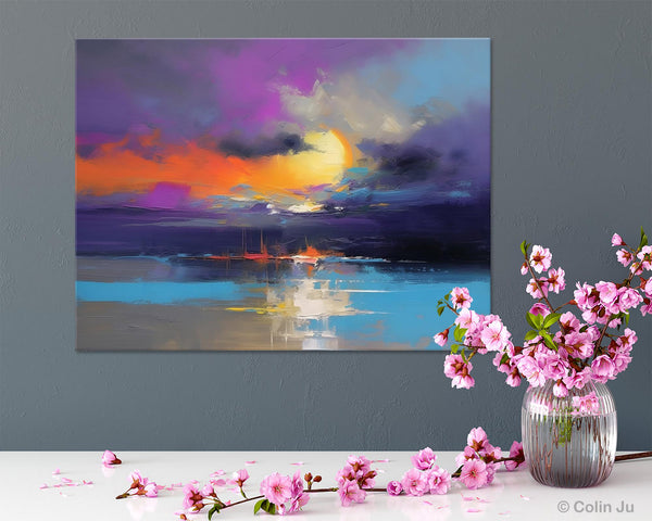 Abstract Landscape Painting, Sunset Painting, Large Landscape Painting for Living Room, Bedroom Wall Art Ideas, Modern Paintings for Dining Room-Art Painting Canvas