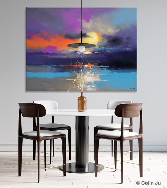 Abstract Landscape Painting, Sunset Painting, Large Landscape Painting for Living Room, Bedroom Wall Art Ideas, Modern Paintings for Dining Room