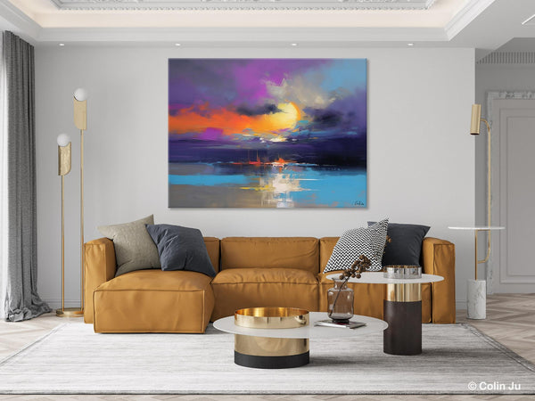 Abstract Landscape Painting, Sunset Painting, Large Landscape Painting for Living Room, Bedroom Wall Art Ideas, Modern Paintings for Dining Room-Art Painting Canvas