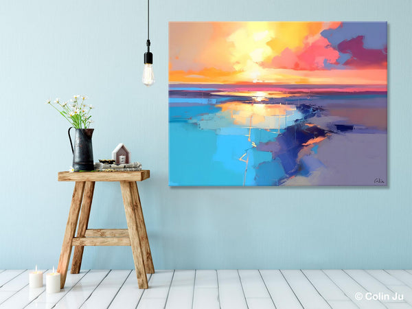 Sunrise Painting, Original Landscape Painting, Large Landscape Painting for Living Room, Bedroom Wall Art Ideas, Modern Paintings for Dining Room-Art Painting Canvas