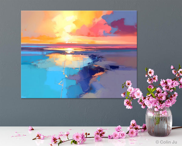 Sunrise Painting, Original Landscape Painting, Large Landscape Painting for Living Room, Bedroom Wall Art Ideas, Modern Paintings for Dining Room-Art Painting Canvas