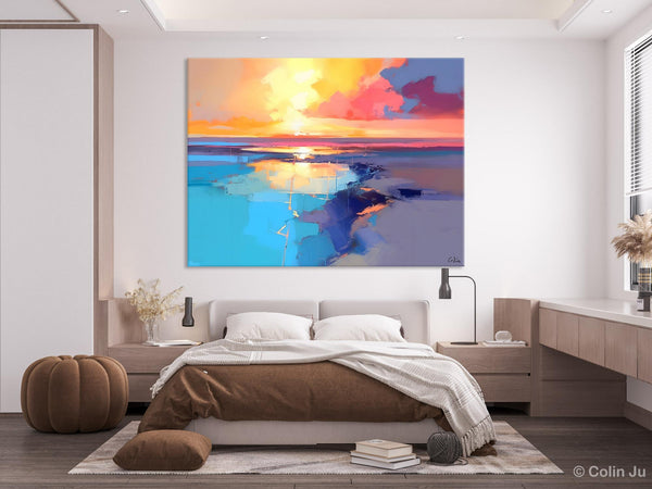 Sunrise Painting, Original Landscape Painting, Large Landscape Painting for Living Room, Bedroom Wall Art Ideas, Modern Paintings for Dining Room-Art Painting Canvas
