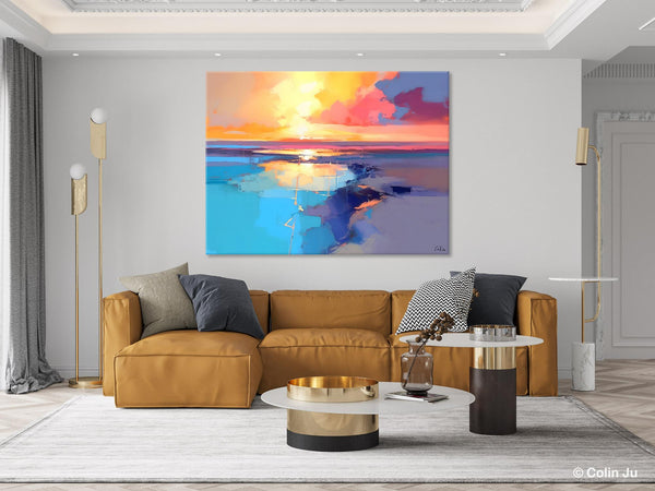 Sunrise Painting, Original Landscape Painting, Large Landscape Painting for Living Room, Bedroom Wall Art Ideas, Modern Paintings for Dining Room-Art Painting Canvas