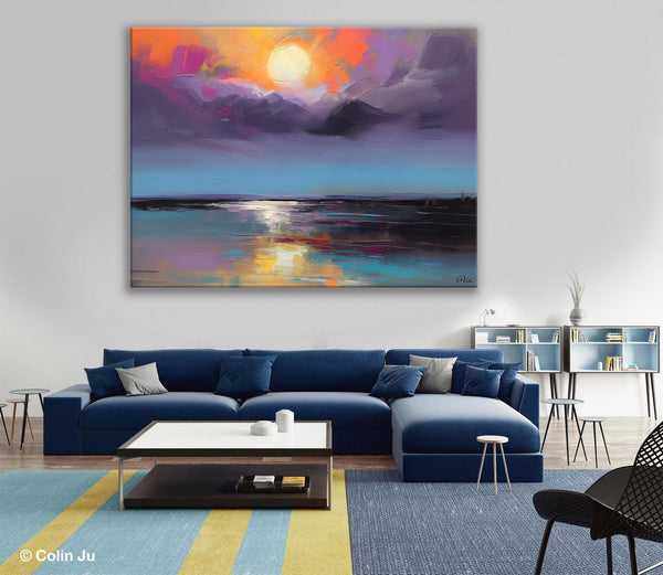 Abstract Landscape Painting on Canvas, Hand Painted Canvas Art, Contemporary Wall Art Paintings for Living Room, Huge Original Art-Art Painting Canvas