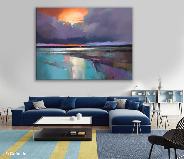 Original Landscape Oil Painting, Large Landscape Painting for Living Room, Bedroom Wall Art Ideas, Large Paintings for Dining Room-Art Painting Canvas
