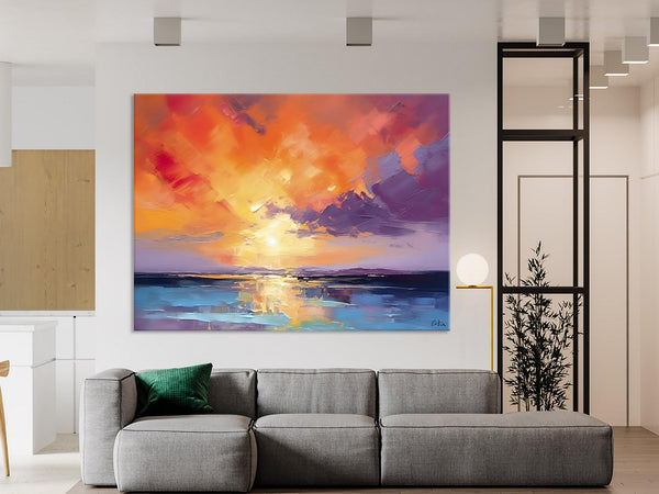 Original Landscape Oil Paintings, Sunrise Paintings, Large Contemporary Wall Art, Oil Painting on Canvas, Extra Large Paintings for Bedroom