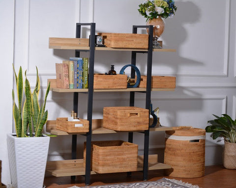 Storage Basket for Shelves, Woven Storage Basket for Toys, Rattan Storage Basket for Clothes, Large Rectangular Storage Basket, Storage Baskets for Bedroom-Art Painting Canvas