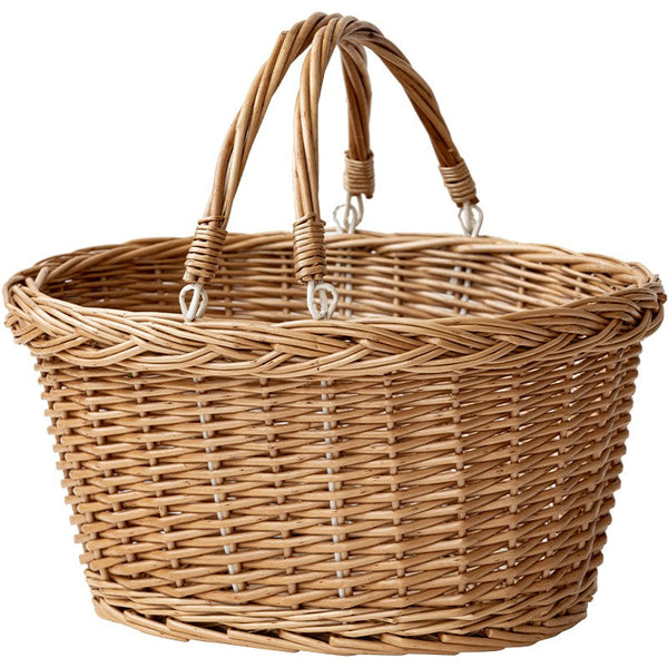 Kitchen Storage Baskets, Small Picnic Food Basket with Handle, Natural Hand-woven Wicker Storage Basket, Willow Weaving Baskets for Vegetable, Natural Fruit Basket-Art Painting Canvas