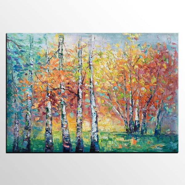 Landscape Canvas Painting, Autumn Tree Paintings, Abstract Landscape Paintings, Custom Original Canvas Painting