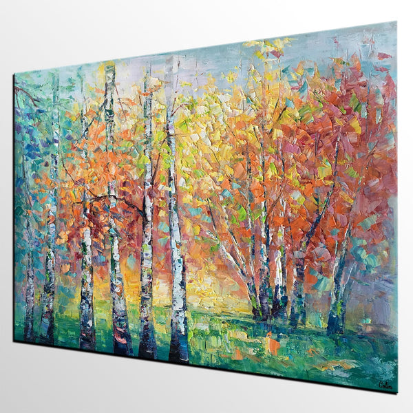 Landscape Canvas Painting, Autumn Tree Paintings, Abstract Landscape Paintings, Custom Original Canvas Painting-Art Painting Canvas