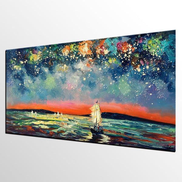 Large Canvas Art, Canvas Oil Painting, Starry Night Sky Painting, Custom Abstract Painting-Art Painting Canvas