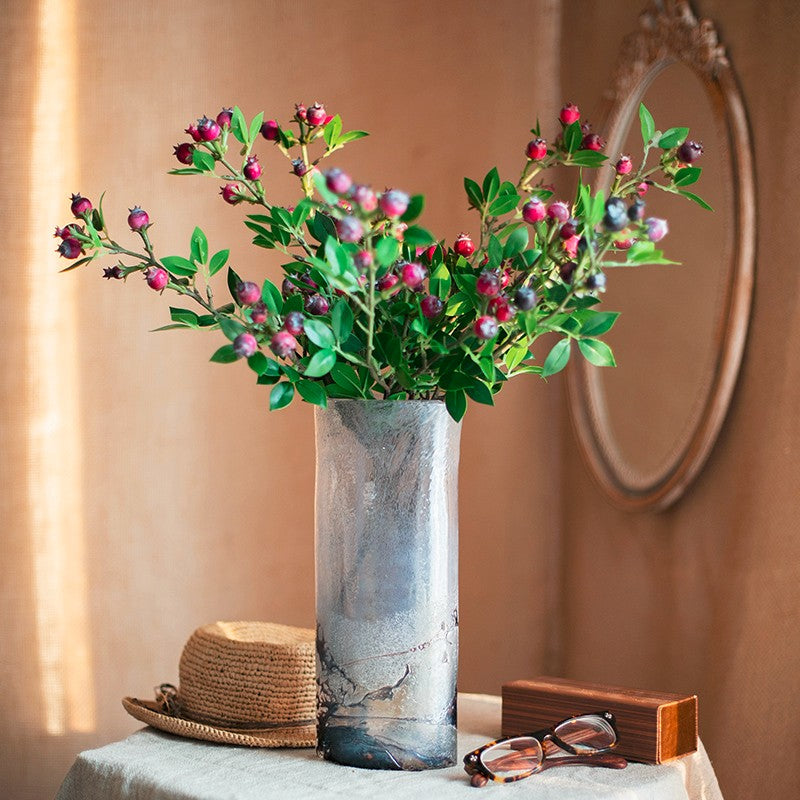 Simple Artificial Flowers for Living Room, Blueberry Fruit Branch, Flower Arrangement Ideas for Home Decoration, Spring Artificial Floral for Bedroom-Art Painting Canvas