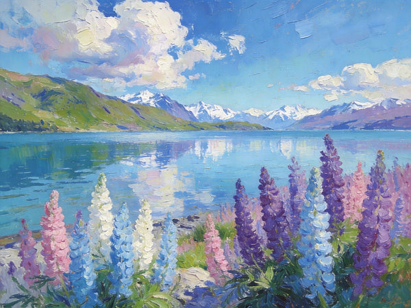 Heavy Texture Oil Paintings, New Zealand's Lake and Mountain Magic, Landscape Canvas Paintings, Small Landscape Paintings on Canvas, Hand Painted Canvas Art, Original Oil Paintings-Art Painting Canvas