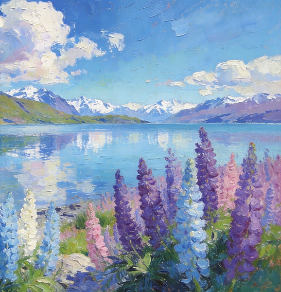 Heavy Texture Oil Paintings, New Zealand's Lake and Mountain Magic, Landscape Canvas Paintings, Small Landscape Paintings on Canvas, Hand Painted Canvas Art, Original Oil Paintings-Art Painting Canvas