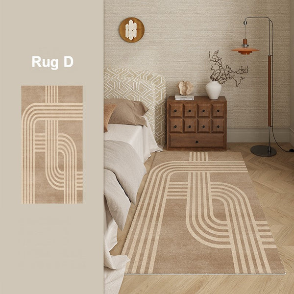 Abstract Modern Rugs for Living Room, Contemporary Modern Rugs Next to Bed, Geometric Modern Rugs under Dining Room Table, Brown Modern Carpets for Office-Art Painting Canvas