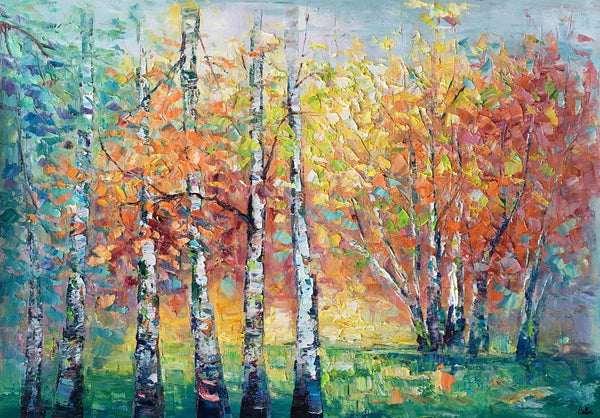 Landscape Canvas Painting, Autumn Tree Paintings, Abstract Landscape Paintings, Custom Original Canvas Painting-Art Painting Canvas