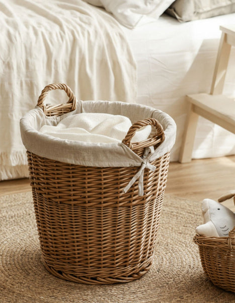 Large Food Storage Basket with Handle, Natural Hand-woven Wicker Storage Basket for Clothes, Willow Weaving Baskets for Clothes, Extra Large Kitchen Storage Baskets-Art Painting Canvas
