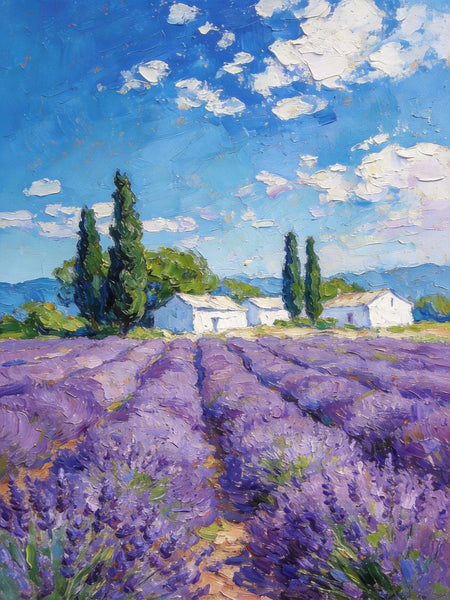 Small Oil Paintings, Provence Lavender Flower Fields, Hand Painted Canvas Art, Original Landscape Art, Buy Paintings Online, Landscape Paintings for Bedroom-Art Painting Canvas