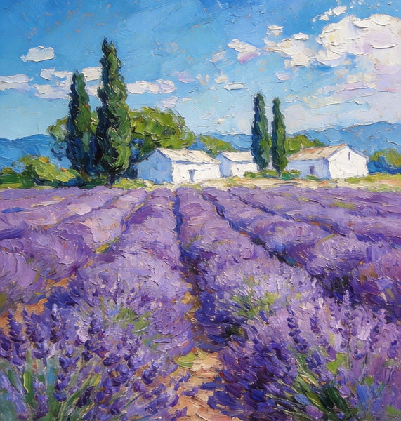 Small Oil Paintings, Provence Lavender Flower Fields, Hand Painted Canvas Art, Original Landscape Art, Buy Paintings Online, Landscape Paintings for Bedroom-Art Painting Canvas