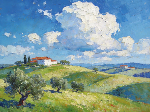 Canvas Wall Art for Living Room, Tuscan Hillside Beauty, Hand Painted Canvas Art, Landscape Oil Paintings, Buy Original Paintings, Small Oil Paintings-Art Painting Canvas
