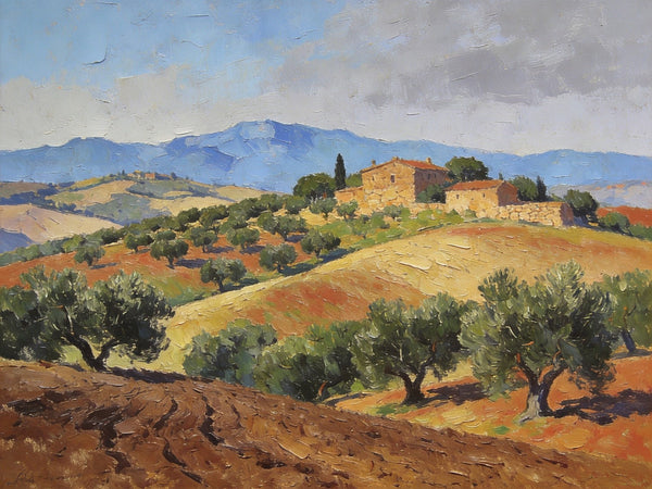 Canvas Wall Art Paintings, Tuscan Hillside Serenity, Hand Painted Canvas Art, Landscape Canvas Paintings, Original Oil Paintings, Small Oil Paintings-Art Painting Canvas