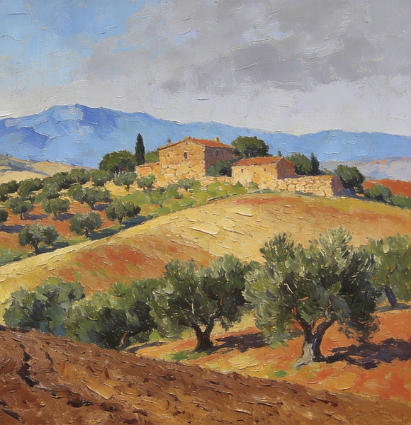 Canvas Wall Art Paintings, Tuscan Hillside Serenity, Hand Painted Canvas Art, Landscape Canvas Paintings, Original Oil Paintings, Small Oil Paintings-Art Painting Canvas