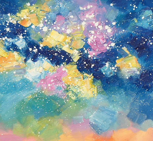 Abstract Landscape Painting, Starry Night Sky Painting, Heavy Texture Painting, Custom Canvas Painting for Sale, Large Painting for Bedroom-Art Painting Canvas