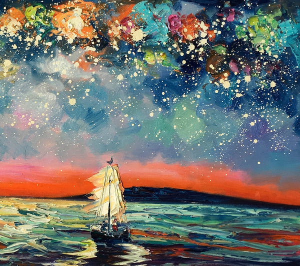 Large Canvas Art, Canvas Oil Painting, Starry Night Sky Painting, Custom Abstract Painting-Art Painting Canvas