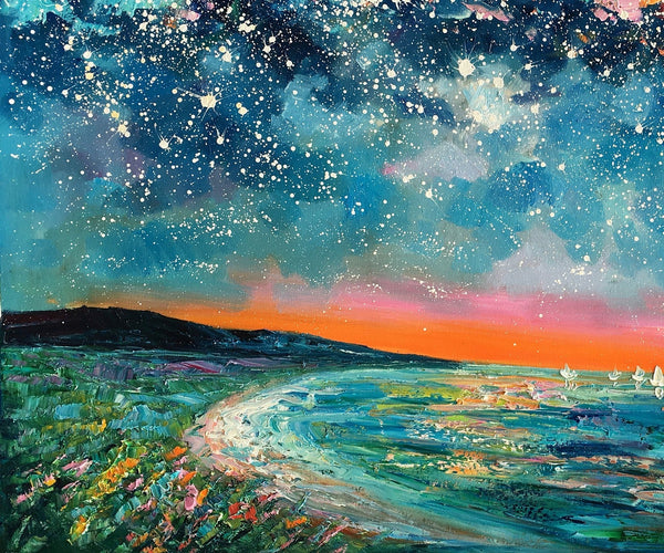 Canvas Wall Art, Starry Night Sky Painting, Landscape Art, Original Painting, Custom Art Painting-Art Painting Canvas