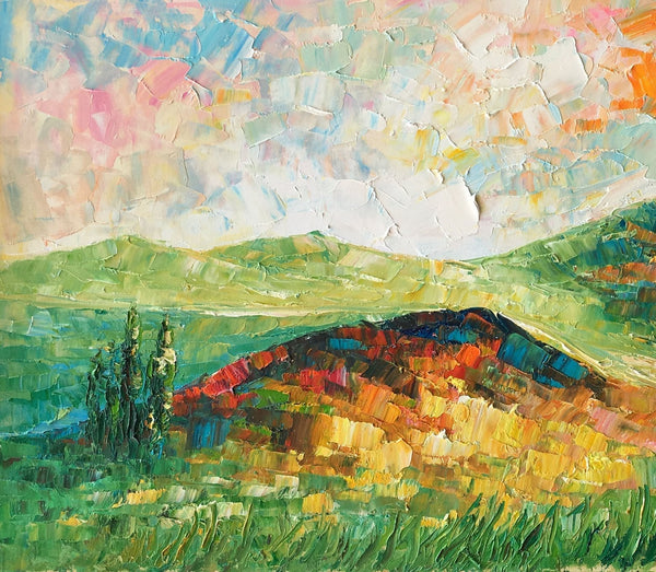 Mountain Landscape Painting, Landscape Painting, Custom Abstract Oil Painting, Bedroom Wall Art-Art Painting Canvas