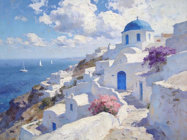 Hand Painted Canvas Art, Aegean Whispers of the Sea, Landscape Art Paintings, Small Oil Paintings, Landscape Canvas Paintings, Original Canvas Paintings-Art Painting Canvas