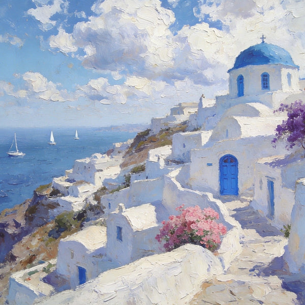 Hand Painted Canvas Art, Aegean Whispers of the Sea, Landscape Art Paintings, Small Oil Paintings, Landscape Canvas Paintings, Original Canvas Paintings-Art Painting Canvas
