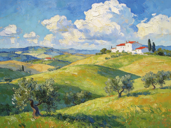 Picturesque Tuscan Hillside, Canvas Wall Art Paintings, Hand Painted Canvas Art, Small Oil Paintings, Landscape Canvas Paintings, Original Oil Paintings-Art Painting Canvas