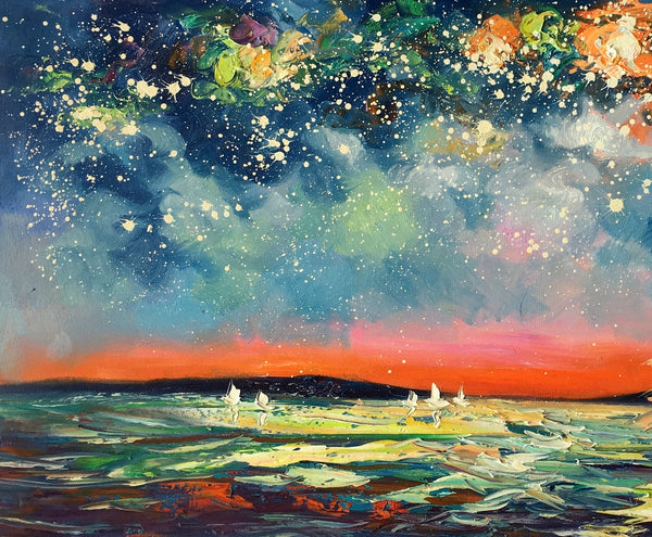 Large Canvas Art, Canvas Oil Painting, Starry Night Sky Painting, Custom Abstract Painting-Art Painting Canvas