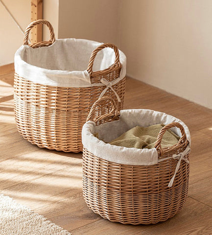 Large Round Storage Basket for Clothes, Natural Hand-woven Wicker Storage Basket for Clothes, Willow Weaving Baskets for Clothes, Extra Large Kitchen Storage Baskets-Art Painting Canvas