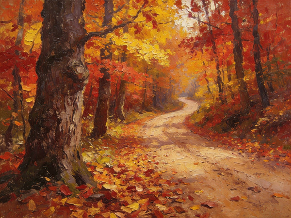 Landscape Canvas Paintings, Autumn Forest Path, Small Paintings on Canvas, Original Landscape Paintings, Hand Painted Canvas Art-Art Painting Canvas
