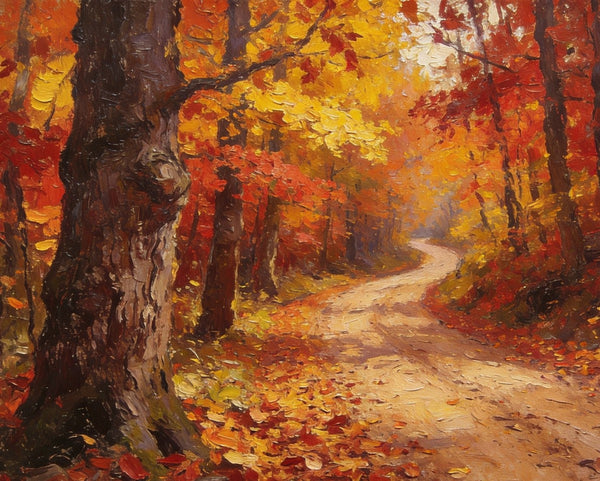 Landscape Canvas Paintings, Autumn Forest Path, Small Paintings on Canvas, Original Landscape Paintings, Hand Painted Canvas Art-Art Painting Canvas