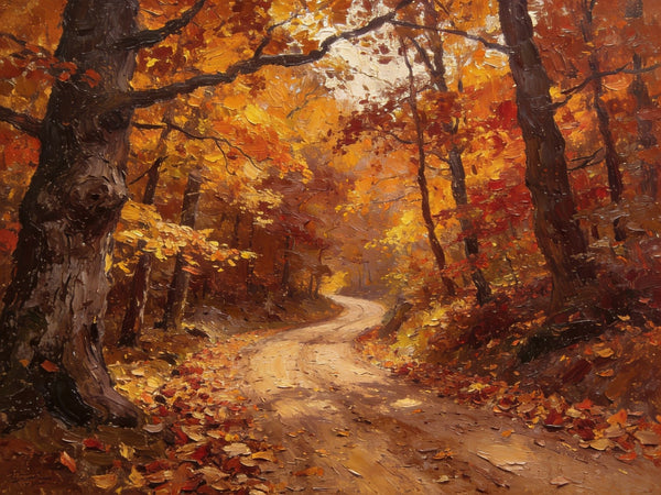 Landscape Canvas Paintings, Charming Autumn Forest Path, Canvas Wall Art Paintings, Hand Painted Canvas Art, Original Oil Paintings, Buy Small Canvas Paintings-Art Painting Canvas