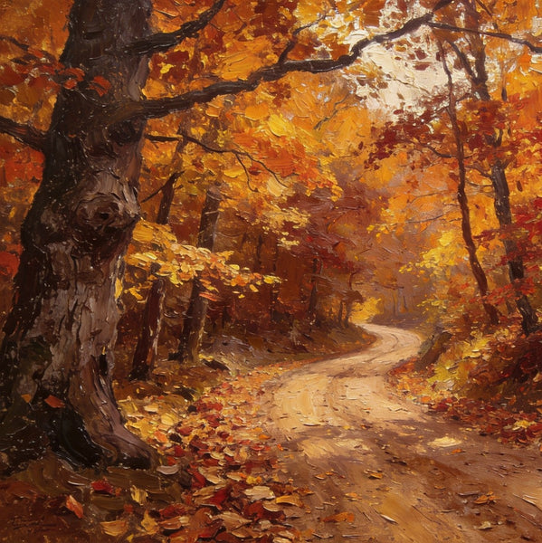 Landscape Canvas Paintings, Charming Autumn Forest Path, Canvas Wall Art Paintings, Hand Painted Canvas Art, Original Oil Paintings, Buy Small Canvas Paintings-Art Painting Canvas