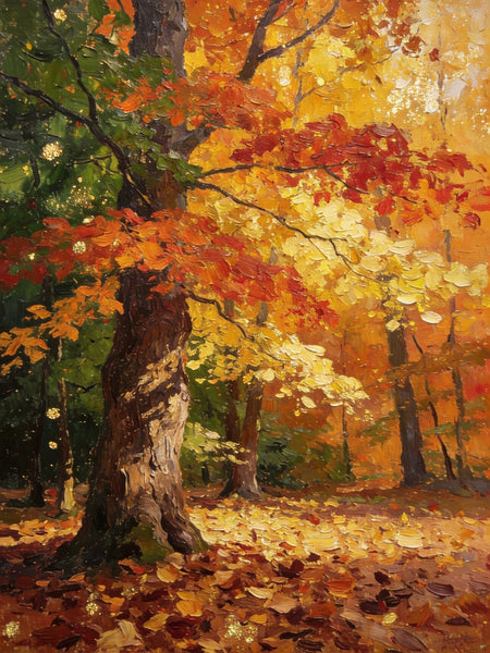 Enchanting Autumn Forest, Hand Painted Canvas Wall Art, Heavy Texture Artwork, Original Wall Art Paintings, Small Oil Paintings-Art Painting Canvas